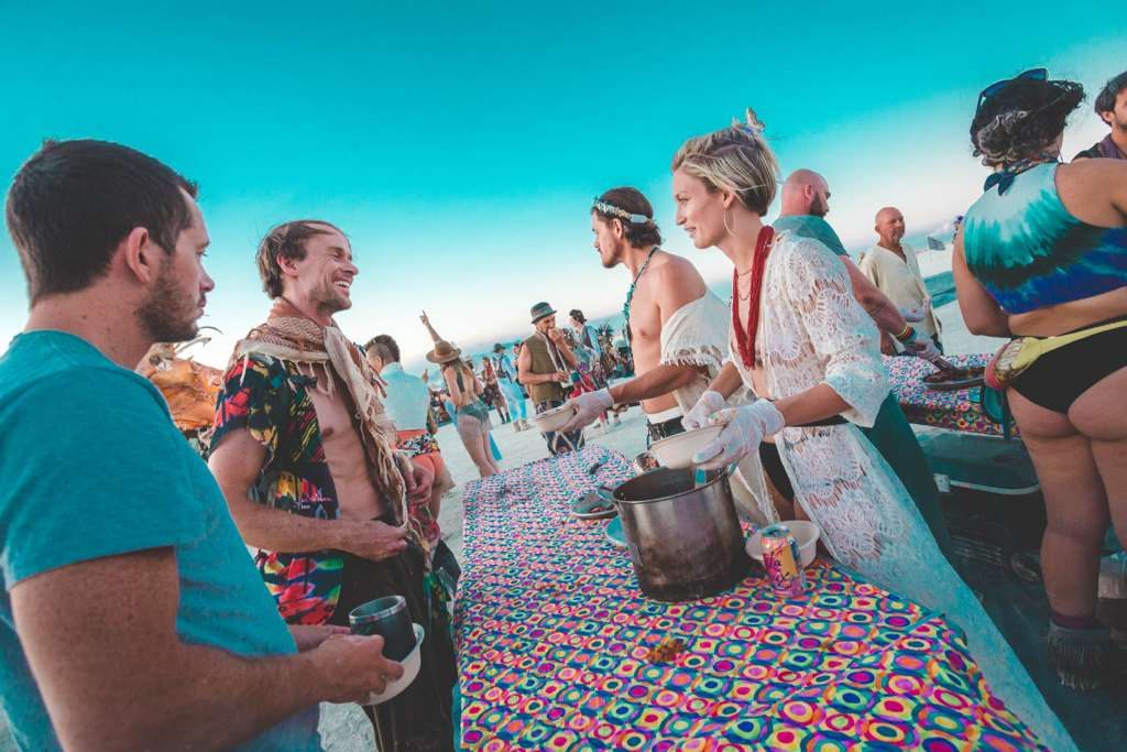 Serving food on the playa